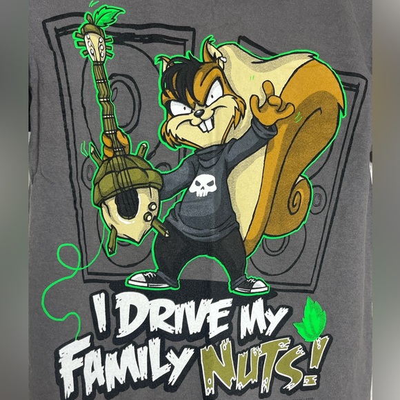 GWP Sport Kids I DRIVE MY FAMILY NUTS Graphics Tee Gray Brown Boys Size L 10/12 - Picture 3 of 8